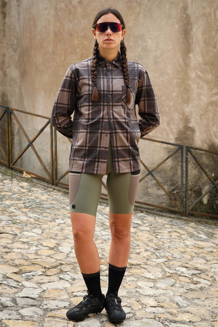 Beyond Gravel Button Down Wool Long Sleeve Shirt by Giordana Cycling, , Made in Italy