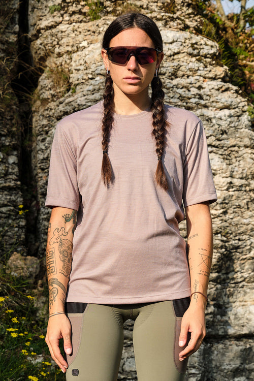 Beyond Gravel Wool Tee by Giordana Cycling, MOONROCK, Made in Italy