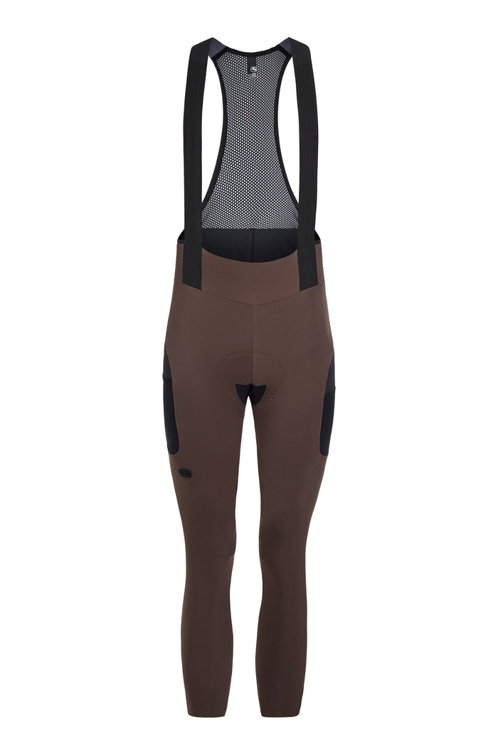 Women's Beyond Gravel Thermal Cargo Bib Tight by Giordana Cycling, SABLE BROWN, Made in Italy