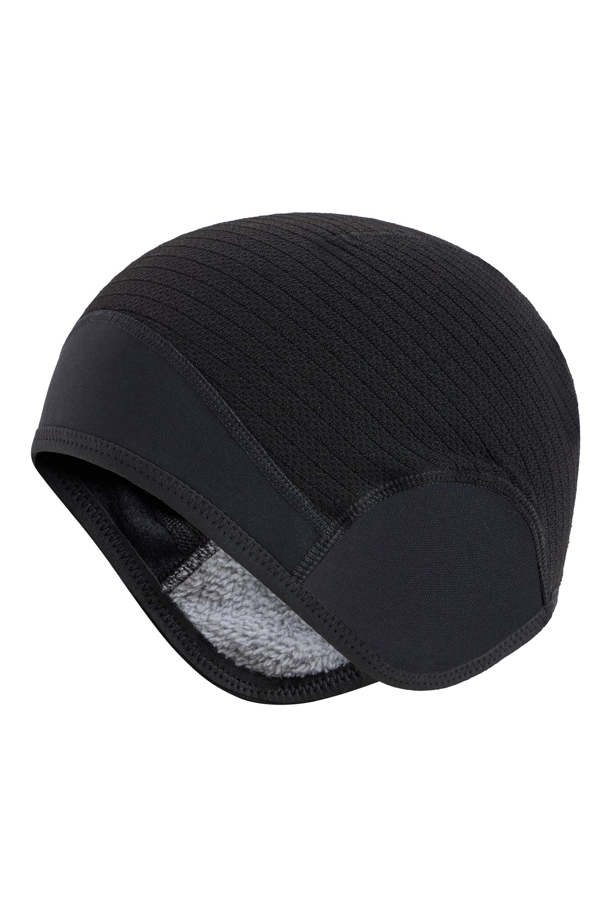 Skull Cap with Insulated Ear Covers by Giordana Cycling, BLACK, Made in Italy