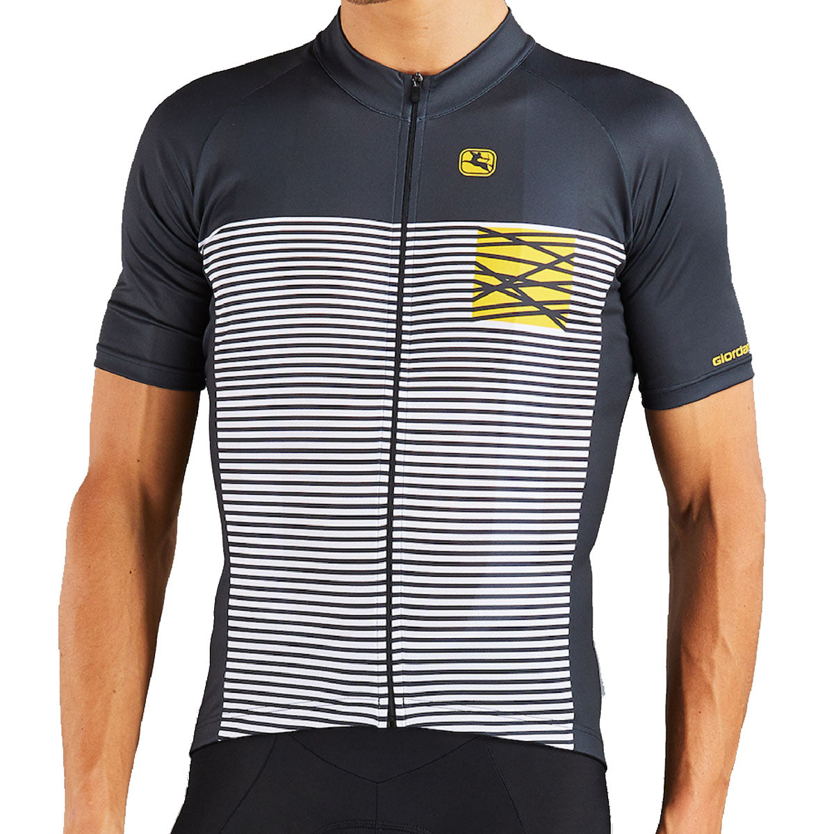 Men's Moda Mare Vero Pro Jersey by Giordana Cycling, GREY/YELLOW, Made in Italy