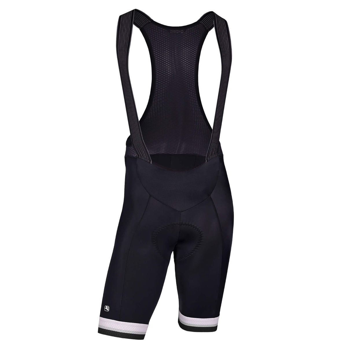 Women's EU Sport Bib Short by Giordana Cycling, BLACK/WHITE/BLACK, Made in Italy