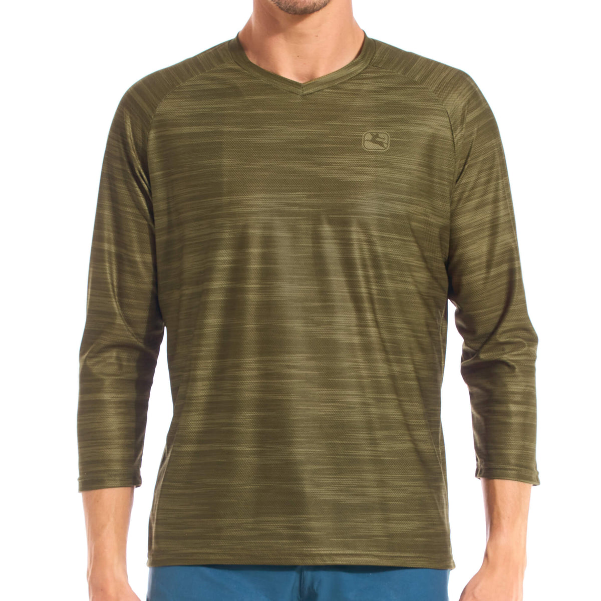 Men's MTB 3/4 Sleeve Jersey by Giordana Cycling, MELANGE OLIVE, Made in Italy