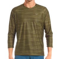 Men's MTB 3/4 Sleeve Jersey by Giordana Cycling, MELANGE OLIVE, Made in Italy