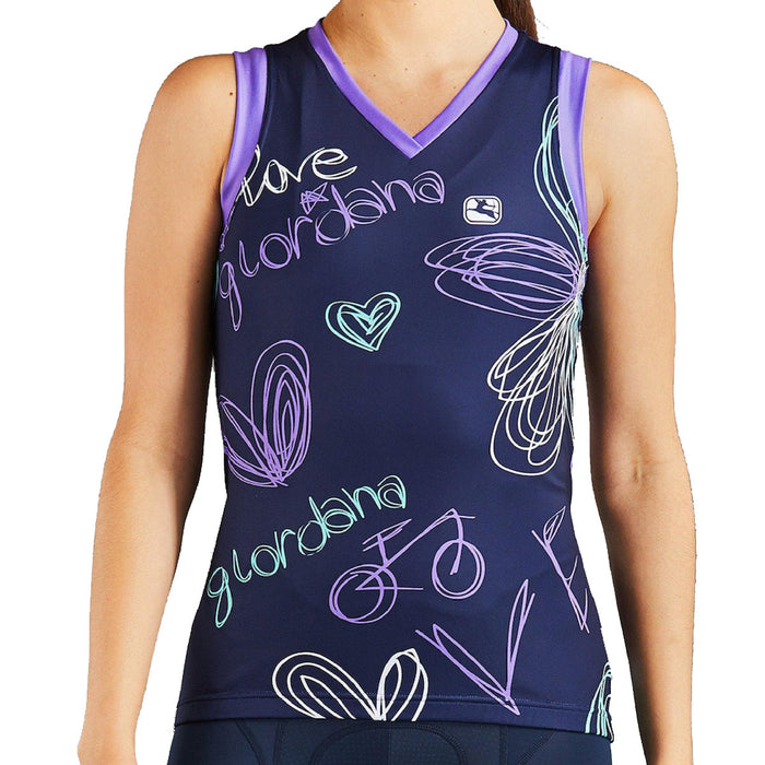 Women's Arts Love Tank by Giordana Cycling, NAVY, Made in Italy