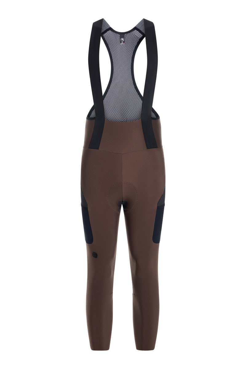 Men's Beyond Gravel Thermal Cargo Bib Knicker by Giordana Cycling, SABLE BROWN, Made in Italy