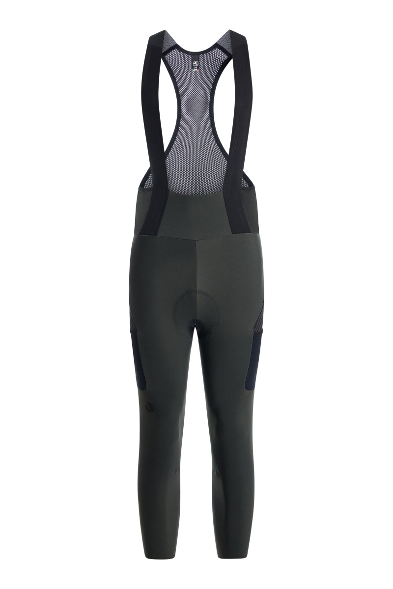 Men's Beyond Gravel Thermal Cargo Bib Knicker by Giordana Cycling, CEDAR GREEN, Made in Italy
