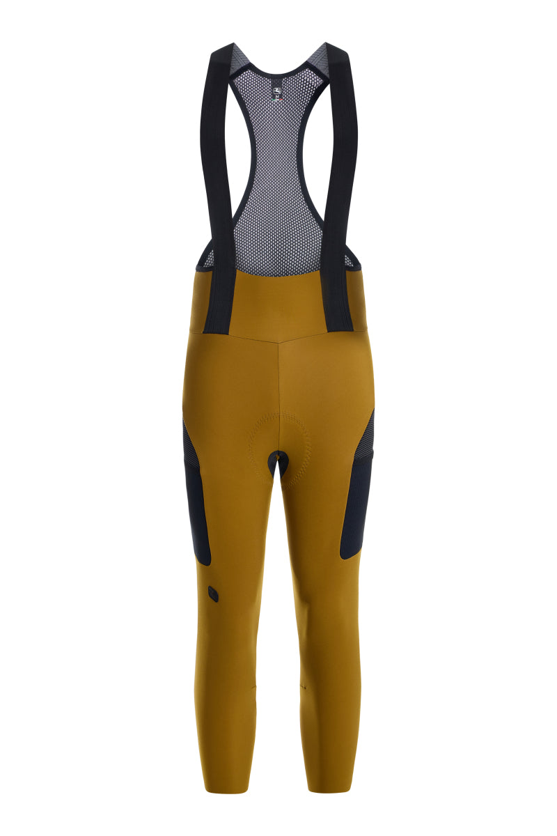 Men's Beyond Gravel Thermal Cargo Bib Knicker by Giordana Cycling, BRONZE YELLOW, Made in Italy