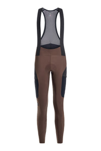 Women's Beyond Gravel Thermal Cargo Bib Knicker by Giordana Cycling, SABLE BROWN, Made in Italy