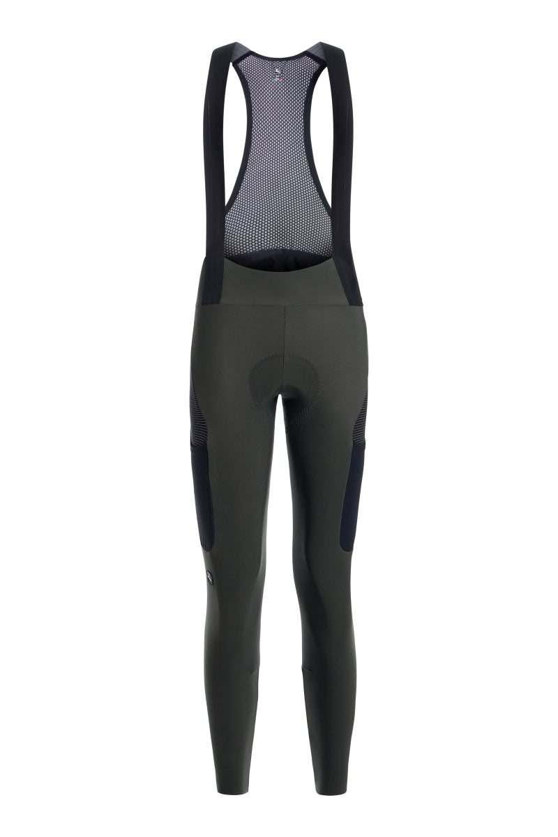 Women's Beyond Gravel Thermal Cargo Bib Knicker by Giordana Cycling, CEDAR GREEN, Made in Italy