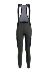 Women's Beyond Gravel Thermal Cargo Bib Knicker by Giordana Cycling, CEDAR GREEN, Made in Italy