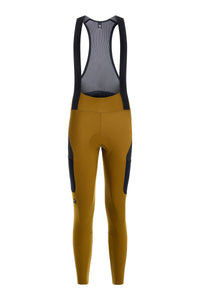 Women's Beyond Gravel Thermal Cargo Bib Knicker by Giordana Cycling, BRONZE YELLOW, Made in Italy