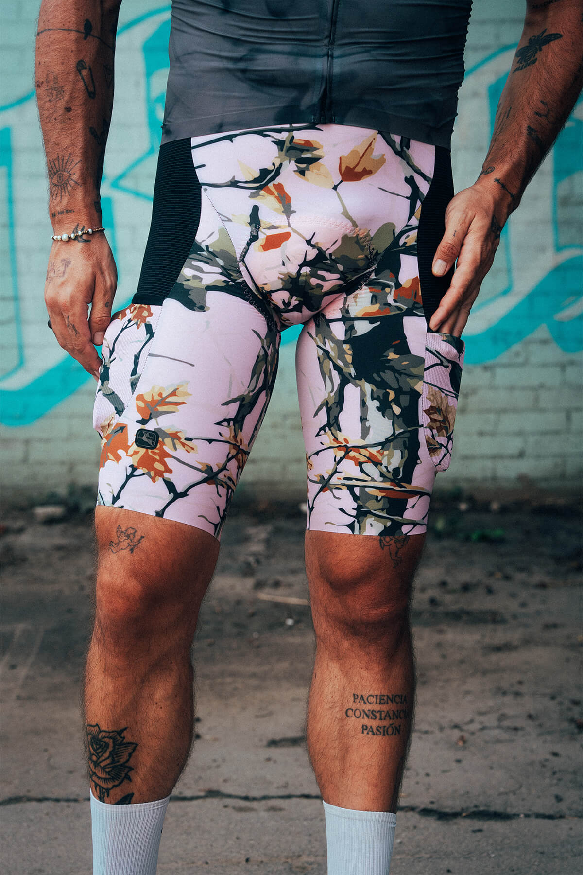 Men's Beyond Gravel Pink Camo Cargo Bib Short by Giordana Cycling, , Made in Italy