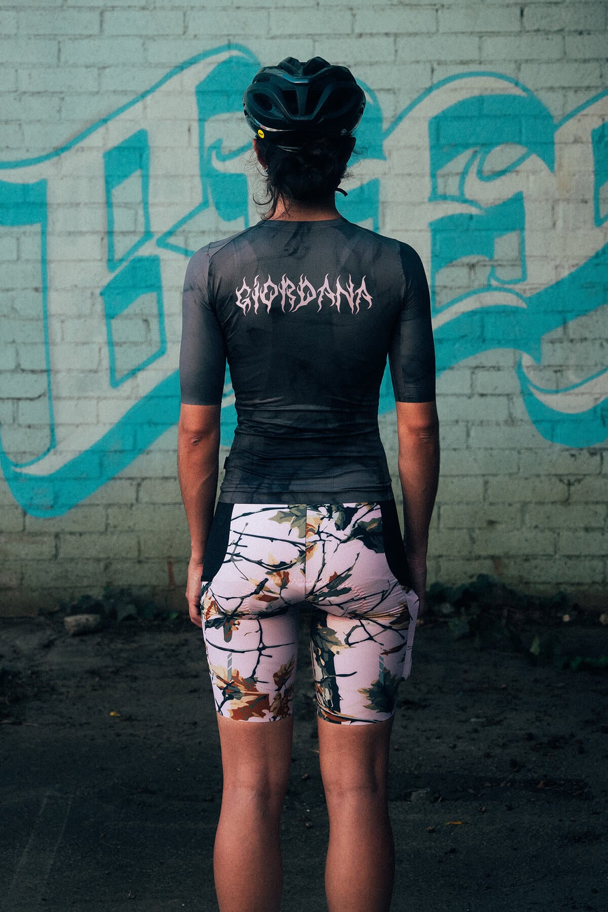 Women's Beyond Gravel Pink Camo Cargo Bib Short by Giordana Cycling, , Made in Italy