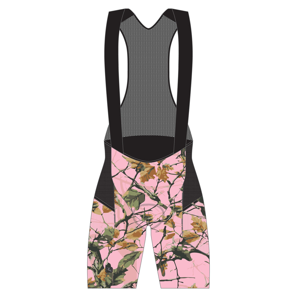 Women's Beyond Gravel Pink Camo Cargo Bib Short by Giordana Cycling, Regular Inseam, Made in Italy