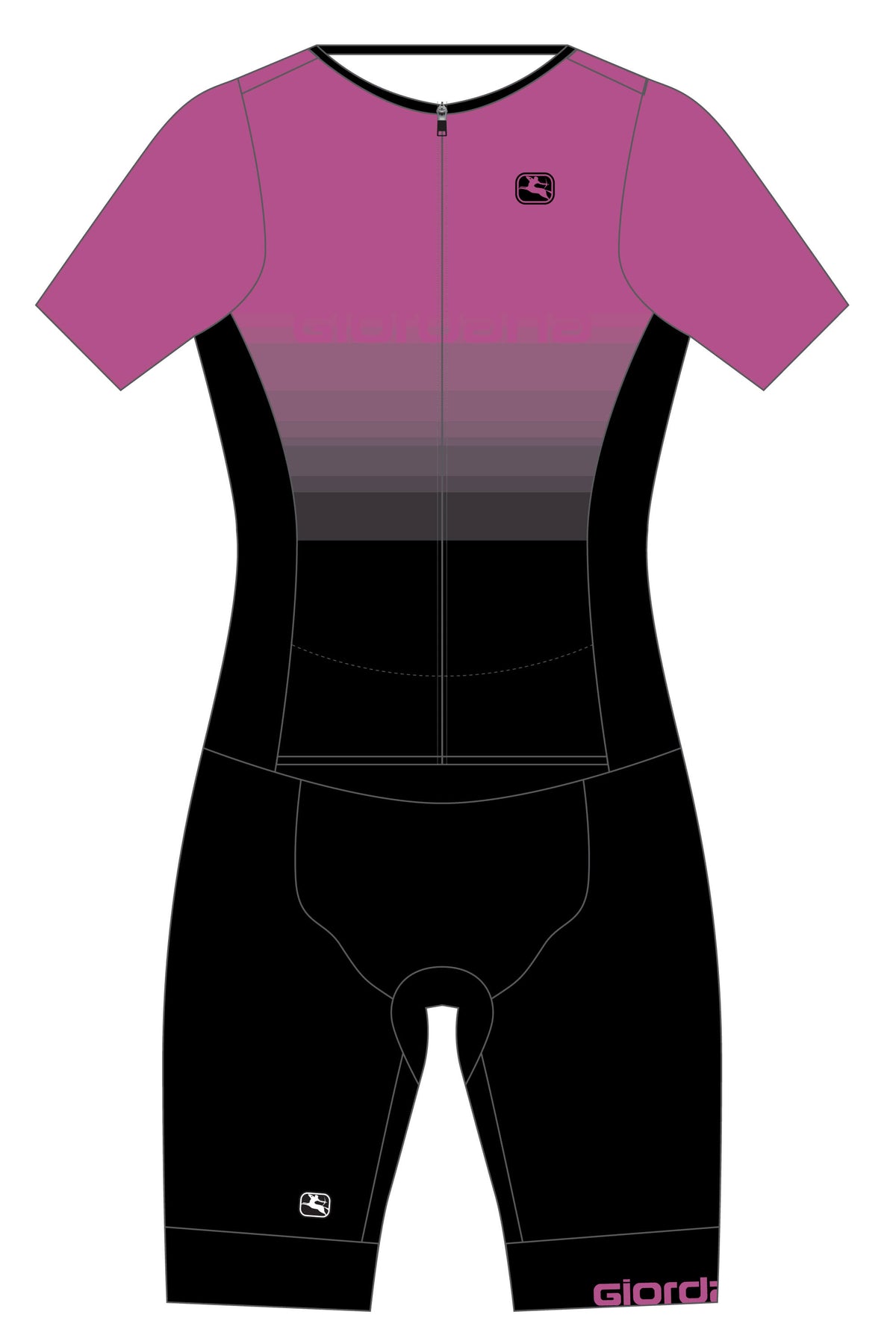 Women's Vero Tri Doppio Suit by Giordana Cycling, PURPLE/BLACK, Made in Italy