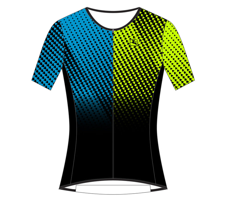 Men's Vero Pro Tri Top by Giordana Cycling, BLUE/YELLOW, Made in Italy