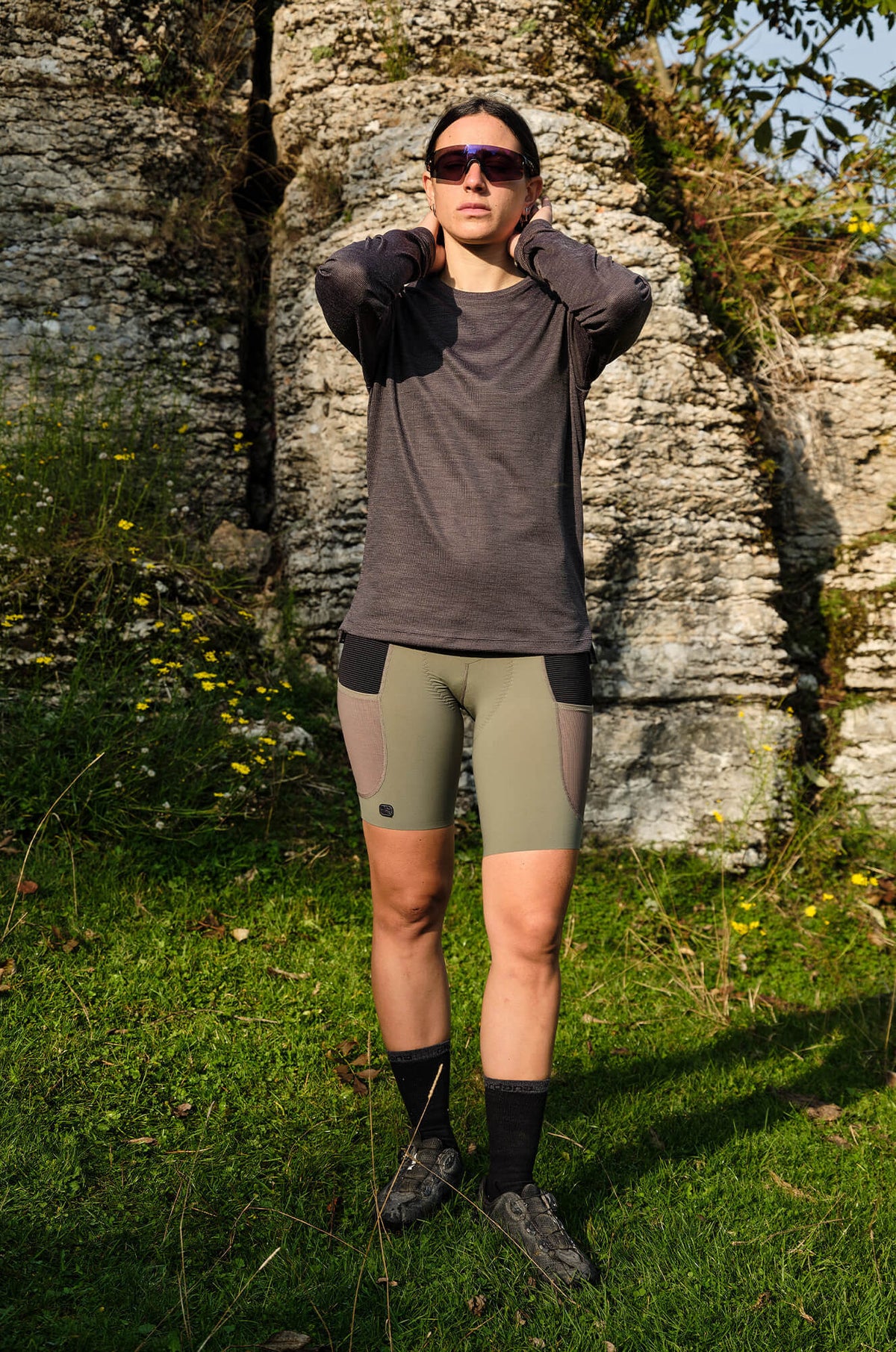 Beyond Gravel Wool Long Sleeve Tee by Giordana Cycling, , Made in Italy