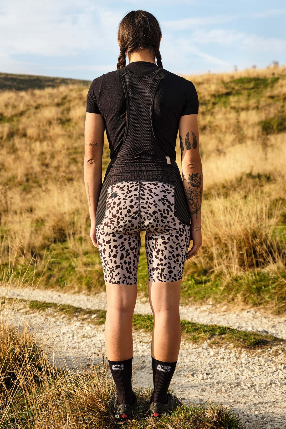 Women's Beyond Gravel Leopard Cargo Bib Short by Giordana Cycling, , Made in Italy