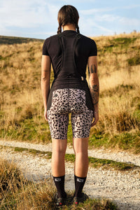 Women's Beyond Gravel Leopard Cargo Bib Short by Giordana Cycling, , Made in Italy