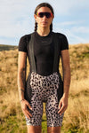 Women's Beyond Gravel Leopard Cargo Bib Short by Giordana Cycling, LEOPARD, Made in Italy