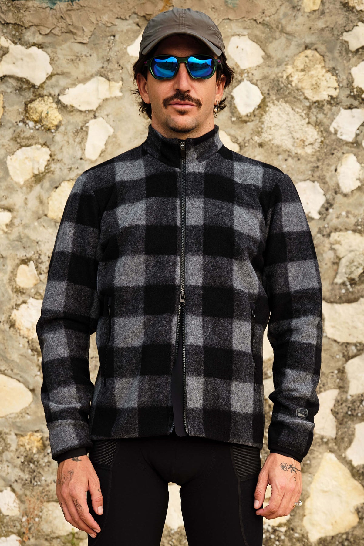 Beyond Gravel Fleece Jacket by Giordana Cycling, BLACK, Made in Italy