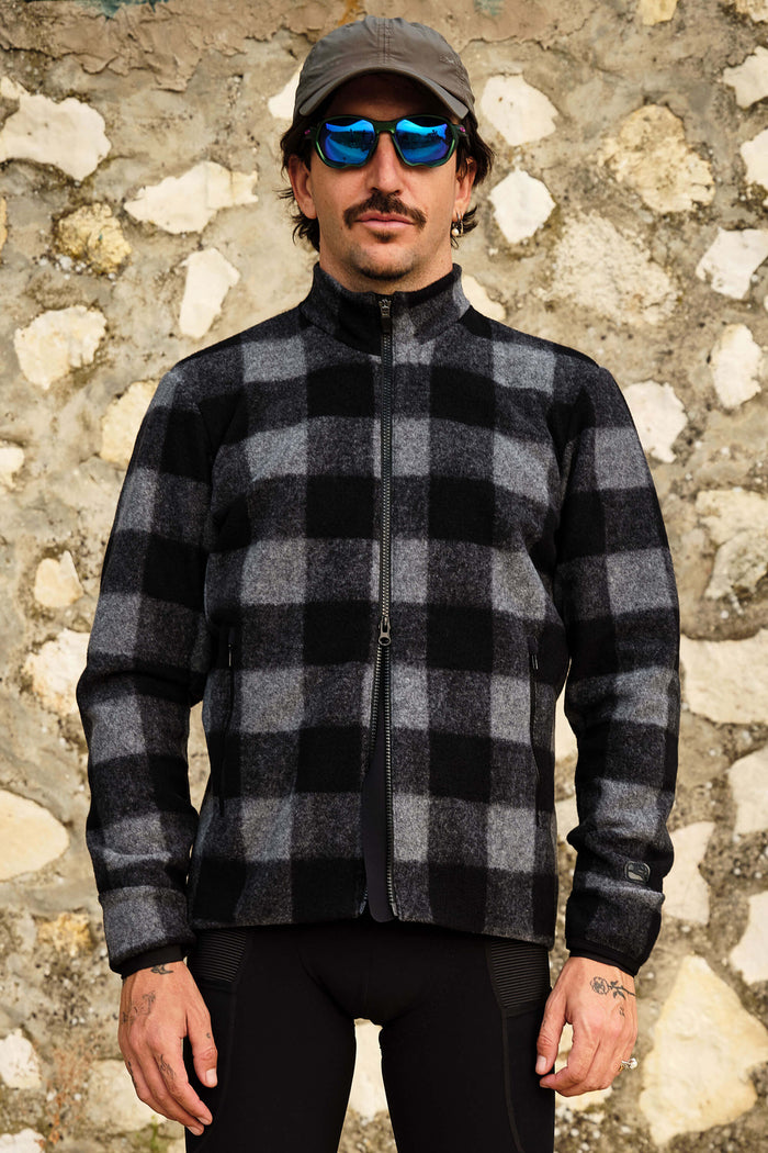 Beyond Gravel Fleece Jacket by Giordana Cycling, BLACK, Made in Italy