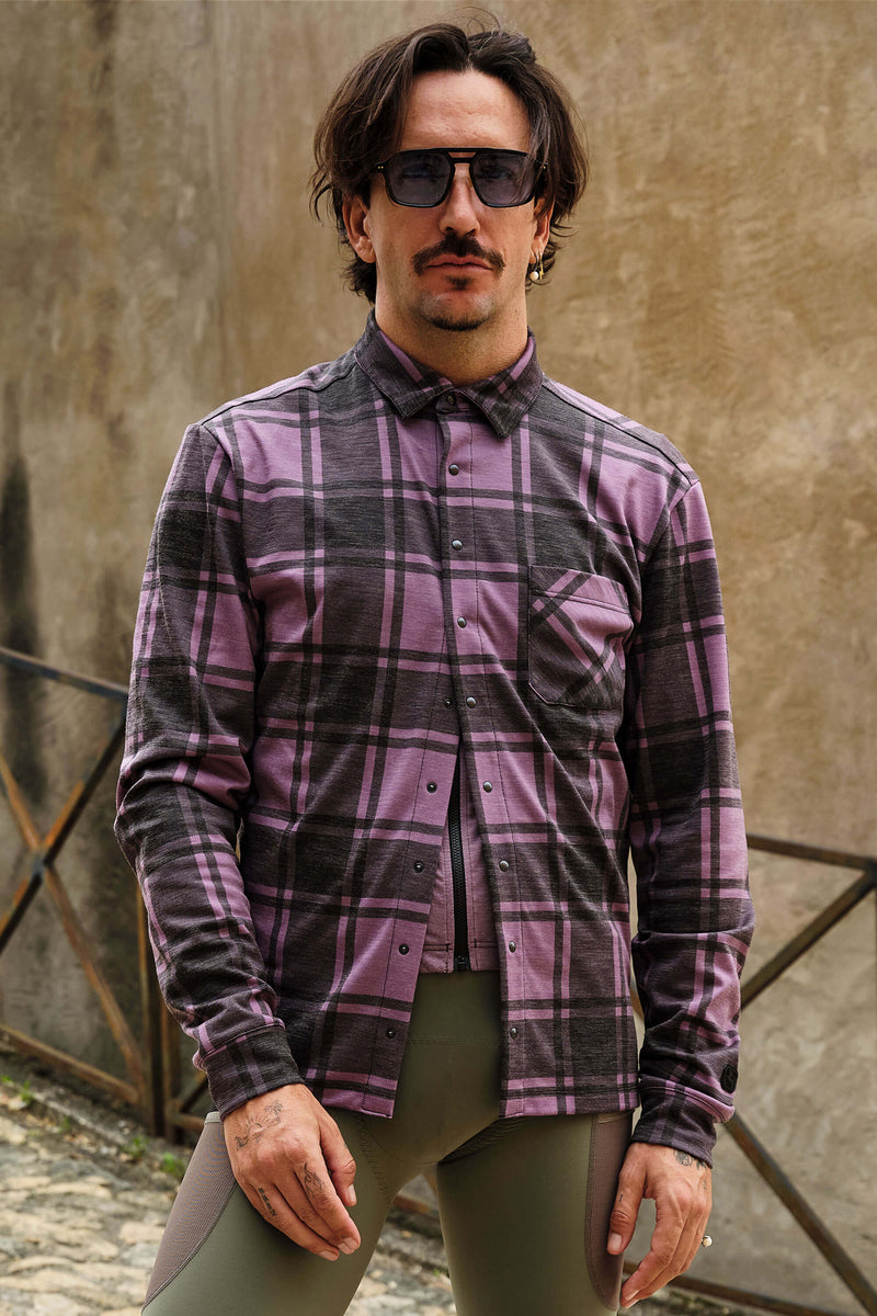 Beyond Gravel Button Down Wool Long Sleeve Shirt by Giordana Cycling, , Made in Italy