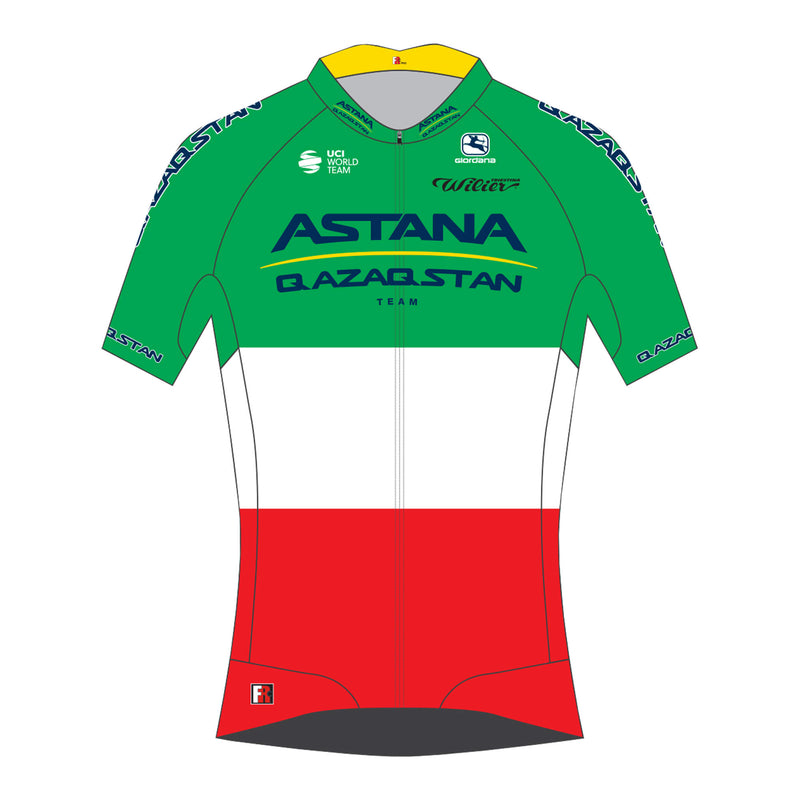 Men's Astana Qazaqstan Team Italian Champion FR-C Pro Jersey - 2023 by Giordana Cycling, Italian Champ, Made in Italy