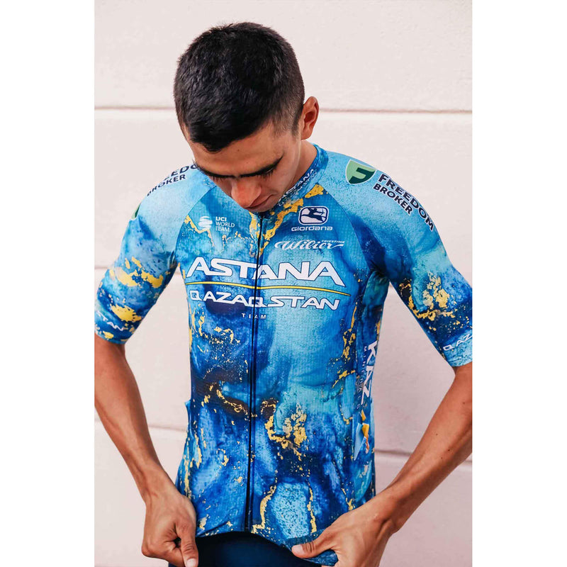 Men's Astana Qazaqstan Team TDF Special Edition FR-C Pro Jersey - 2023 by Giordana Cycling, , Made in Italy