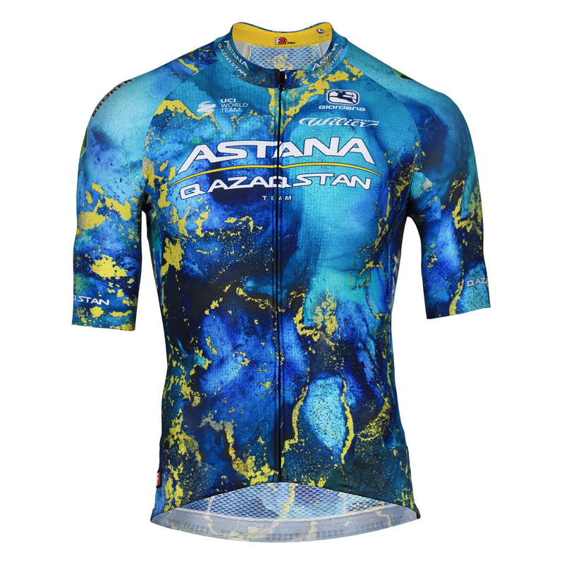 Men's Astana Qazaqstan Team TDF Special Edition FR-C Pro Jersey - 2023 by Giordana Cycling, Astana Blue, Made in Italy