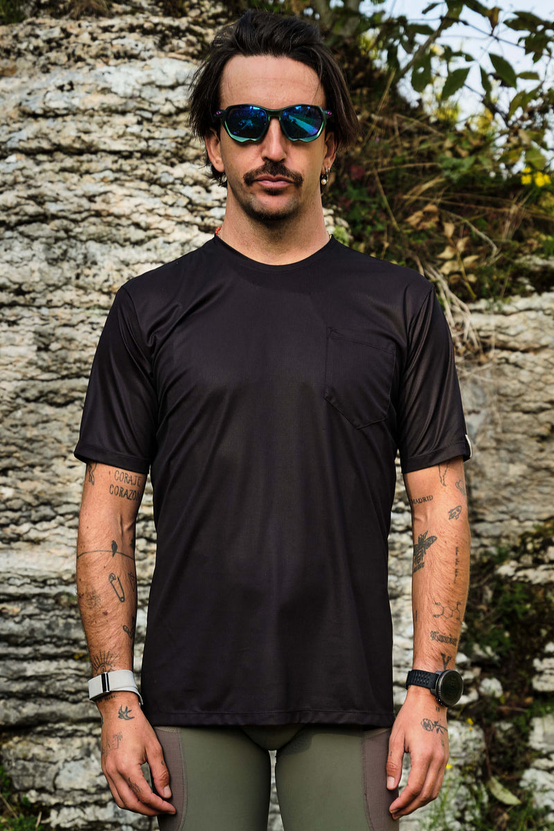 Beyond Gravel Cargo Tee by Giordana Cycling, BLACK, Made in Italy