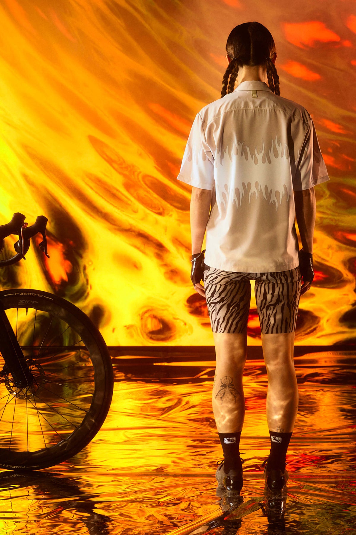 Beyond Gravel Flames Soave Resort Shirt by Giordana Cycling, , Made in Italy