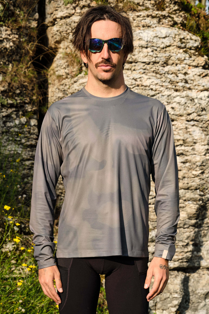 Beyond Gravel Long Sleeve Tee by Giordana Cycling, OLIVE, Made in Italy