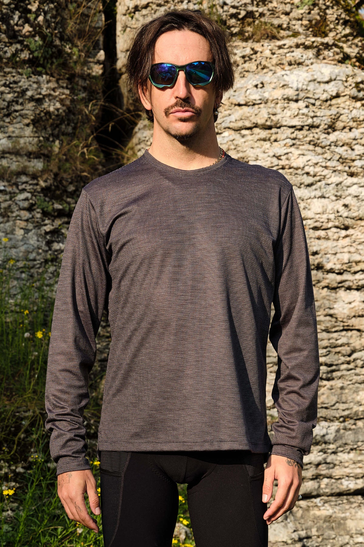 Beyond Gravel Wool Long Sleeve Tee by Giordana Cycling, , Made in Italy
