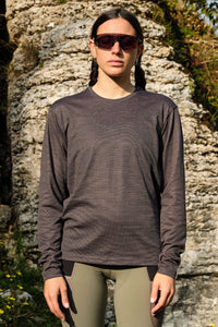 Beyond Gravel Wool Long Sleeve Tee by Giordana Cycling, BLACK, Made in Italy
