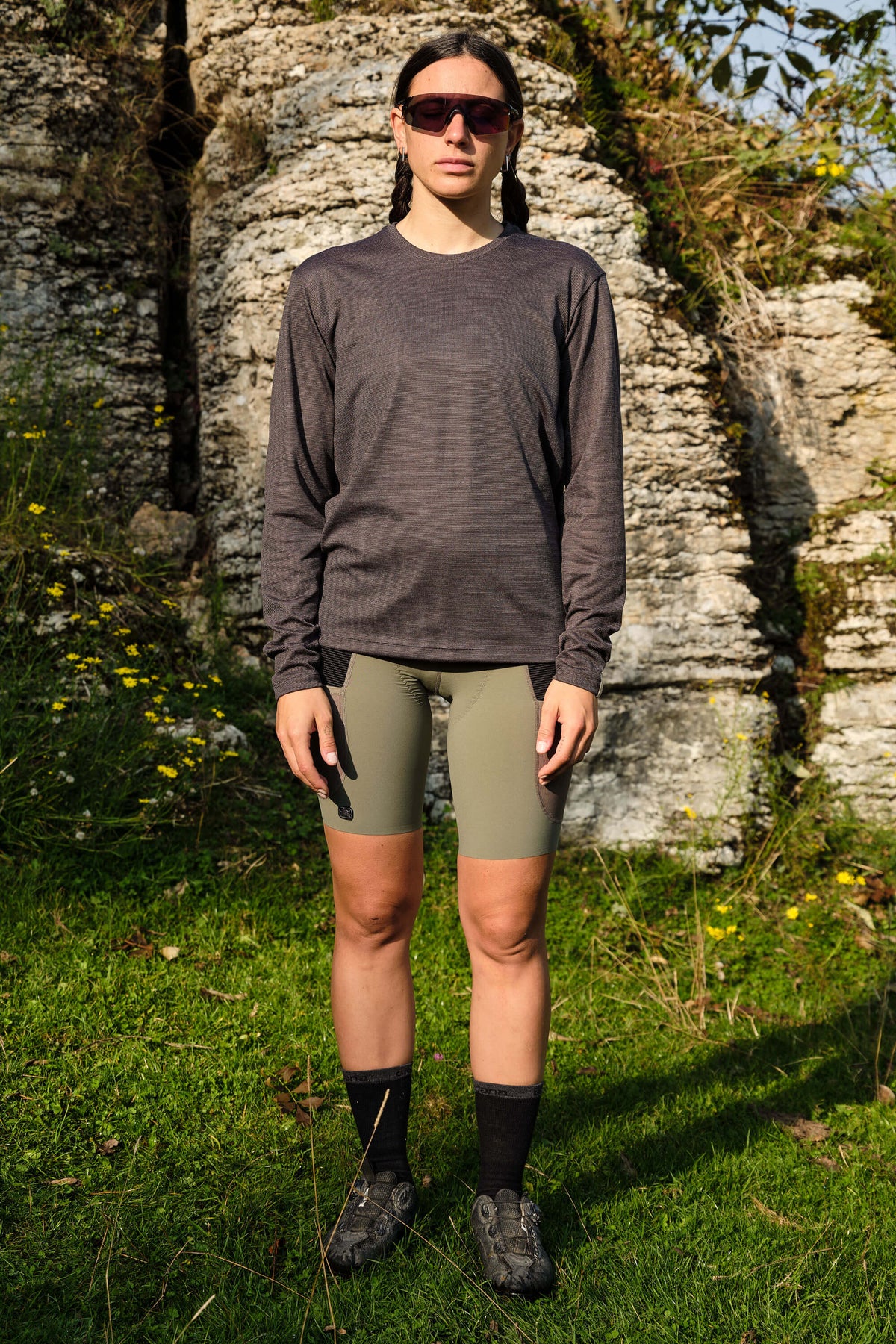 Beyond Gravel Wool Long Sleeve Tee by Giordana Cycling, , Made in Italy