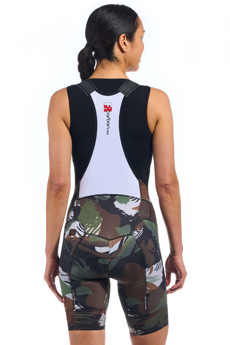 Women's Brushstroke Camo FR-C Pro Bib Short by Giordana Cycling, , Made in Italy