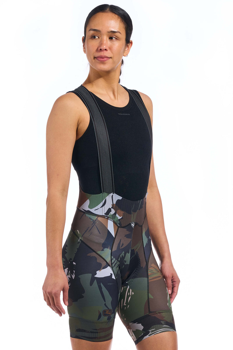 Women's Brushstroke Camo FR-C Pro Bib Short by Giordana Cycling, , Made in Italy