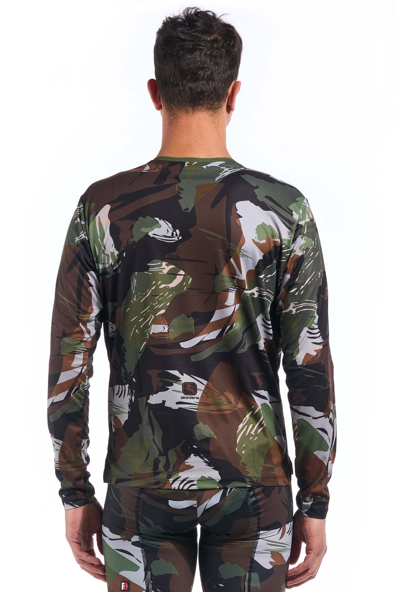 Brushstroke Camo Long Sleeve Tee by Giordana Cycling, , Made in Italy