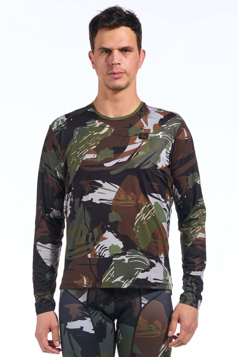 Brushstroke Camo Long Sleeve Tee by Giordana Cycling, , Made in Italy