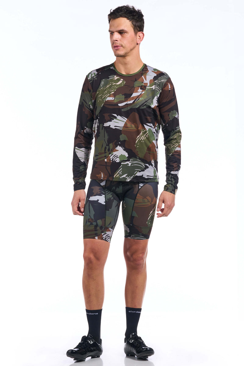 Brushstroke Camo Long Sleeve Tee by Giordana Cycling, , Made in Italy