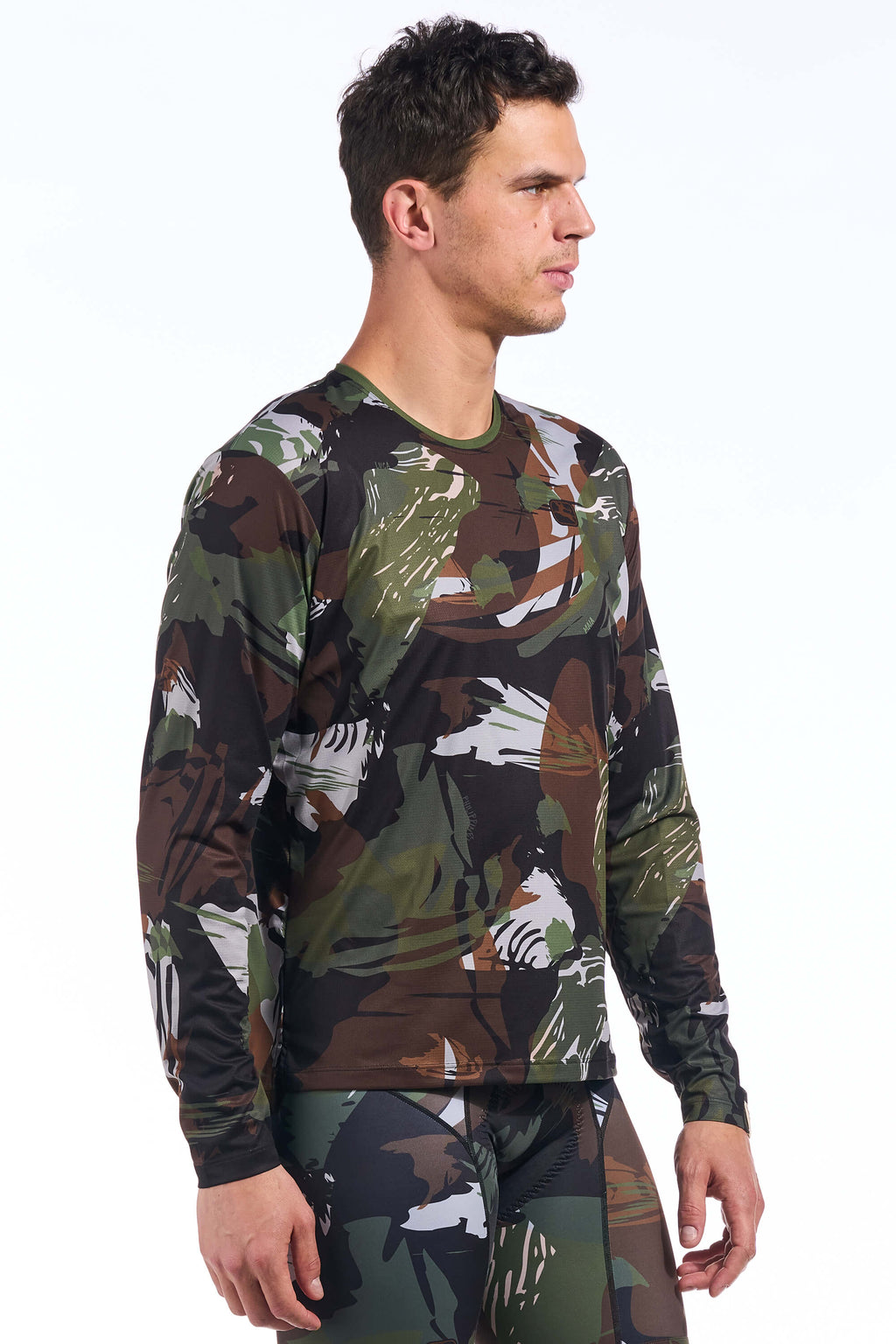 Brushstroke Camo Long Sleeve Tee by Giordana Cycling, BRUSHSTROKE CAMO, Made in Italy