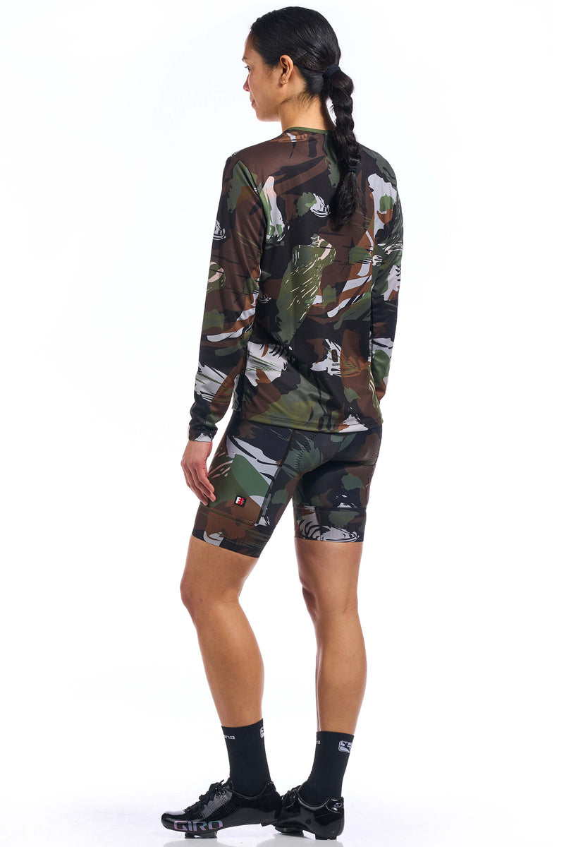 Brushstroke Camo Long Sleeve Tee by Giordana Cycling, , Made in Italy