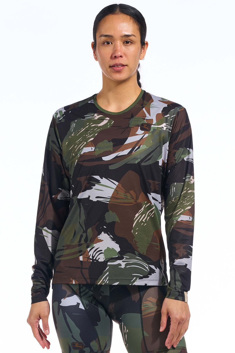 Brushstroke Camo Long Sleeve Tee by Giordana Cycling, , Made in Italy