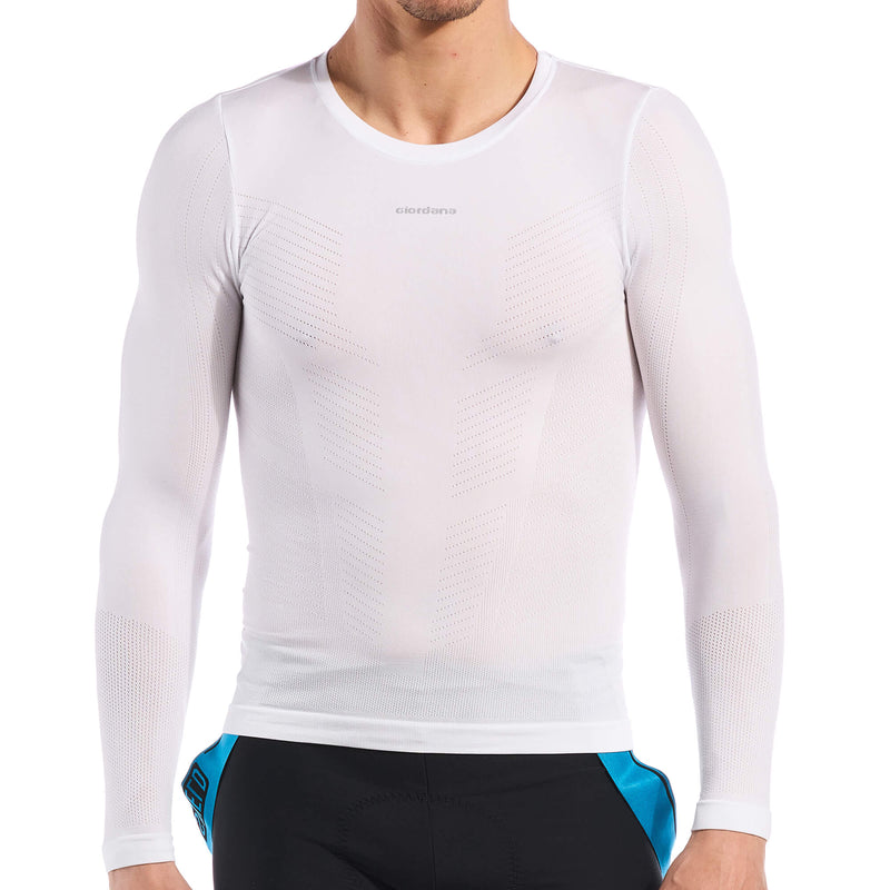 Midweight Knitted Long Sleeve Base Layer by Giordana Cycling, WHITE, Made in Italy