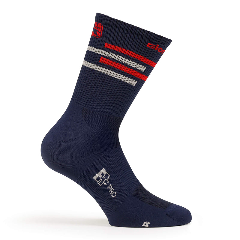 FR-C Tall Lines Socks by Giordana Cycling, MIDNIGHT BLUE / RED, Made in Italy