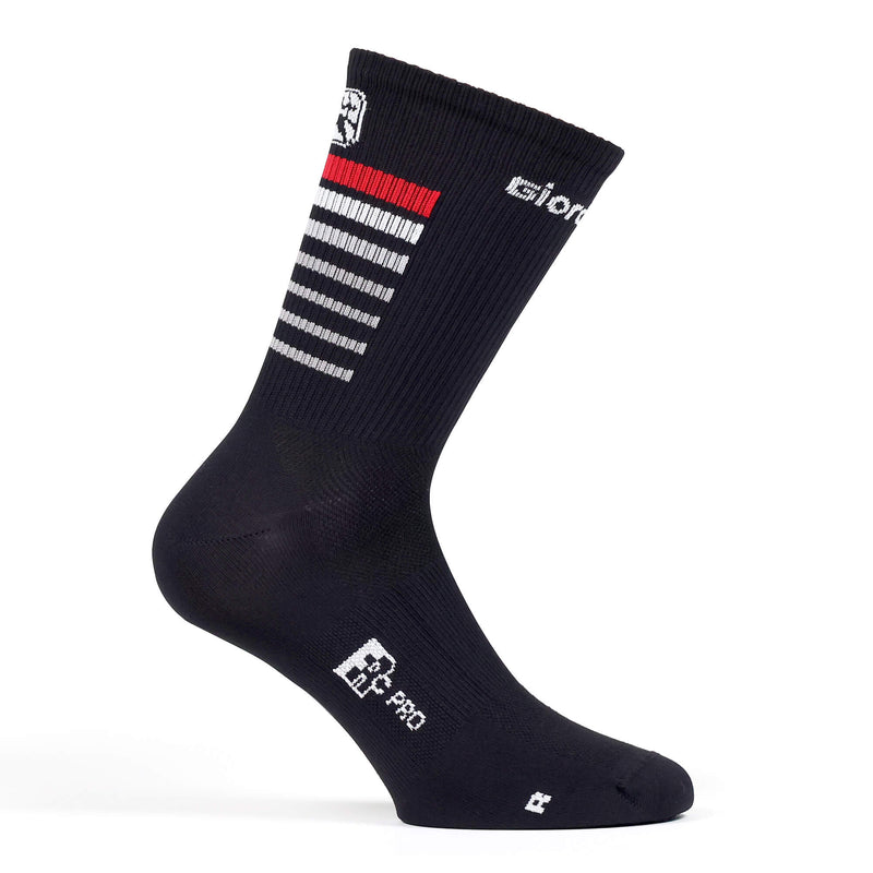 FR-C Tall Stripes Socks by Giordana Cycling, BLACK RED, Made in Italy