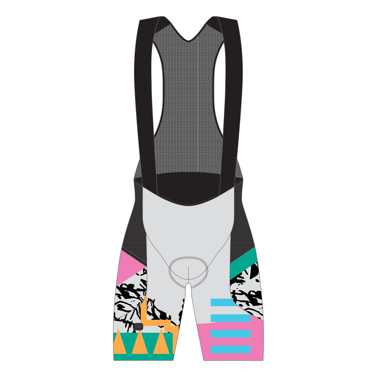 Women's Beyond Gravel TGIF Cargo Bib Short by Giordana Cycling, GREY SCRIBBLE, Made in Italy