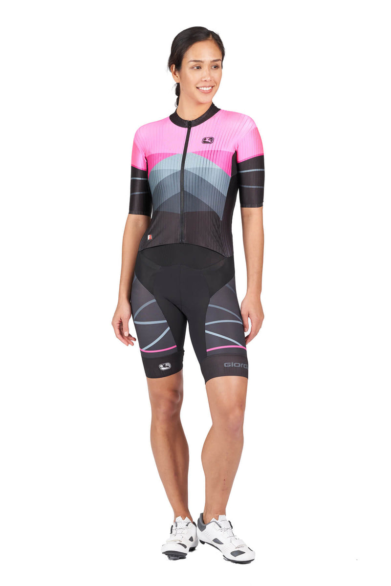 Women's FR-C Pro Tri Doppio Suit by Giordana Cycling, PINK/BLACK, Made in Italy